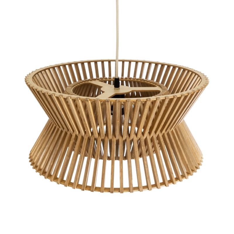 GloboStar® BIMINI 02287 Boho Κρεμαστό Φωτιστικό Πλέγμα Μονόφωτο 1 x E27 IP20 Καφέ Ξύλο - Μ45 x Π45 x Υ20cm