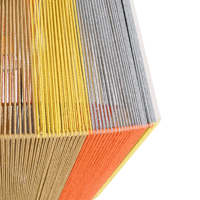 GloboStar® SALERNO 02289 Boho Κρεμαστό Φωτιστικό Πλέγμα Μονόφωτο 1 x E27 IP20 Πολύχρωμο Σχοινί - Μ50 x Π50 x Υ50cm