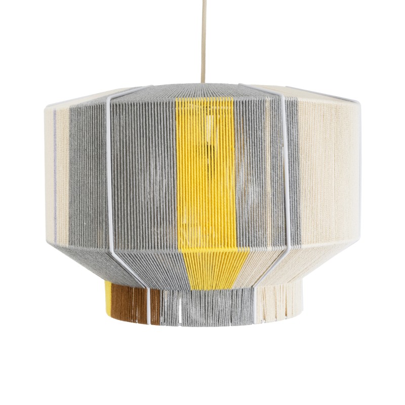 GloboStar® SALERNO 02290 Boho Κρεμαστό Φωτιστικό Πλέγμα Μονόφωτο 1 x E27 IP20 Πολύχρωμο Σχοινί - Μ50 x Π50 x Υ35cm