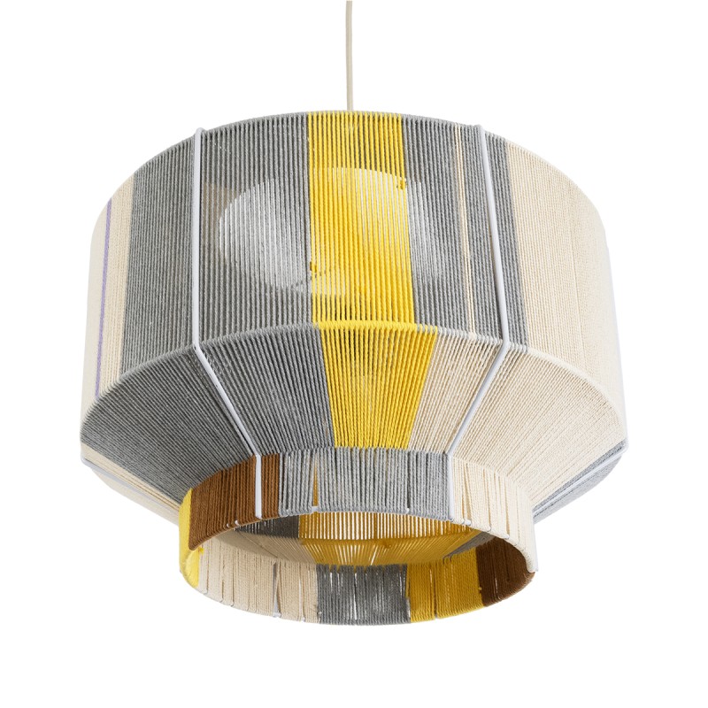 GloboStar® SALERNO 02290 Boho Κρεμαστό Φωτιστικό Πλέγμα Μονόφωτο 1 x E27 IP20 Πολύχρωμο Σχοινί - Μ50 x Π50 x Υ35cm