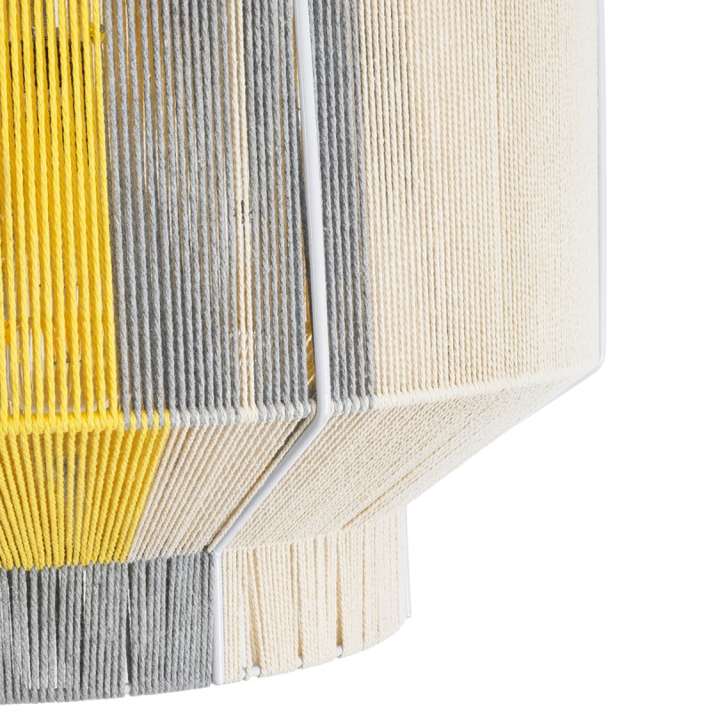 GloboStar® SALERNO 02290 Boho Κρεμαστό Φωτιστικό Πλέγμα Μονόφωτο 1 x E27 IP20 Πολύχρωμο Σχοινί - Μ50 x Π50 x Υ35cm