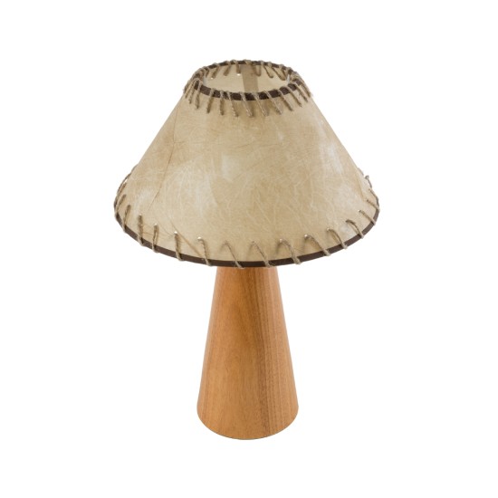 GloboStar® MASPALOMAS 02291 Boho Επιτραπέζιο Φωτιστικό Πορτατίφ Μονόφωτο 1 x E27 IP20 Καφέ Ξύλο με Μπεζ Ύφασμα - Μ30 x Π30 x Υ45cm GloboStar® MASPALOMAS 02291 Boho Επιτραπέζιο Φωτιστικό Μονόφωτο 1 x E27 AC220-240V IP20 - Φ30 x Υ45cm - Μπεζ Ξύλινο Καμπάνα