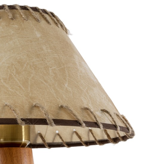GloboStar® MASPALOMAS 02291 Boho Επιτραπέζιο Φωτιστικό Πορτατίφ Μονόφωτο 1 x E27 IP20 Καφέ Ξύλο με Μπεζ Ύφασμα - Μ30 x Π30 x Υ45cm GloboStar® MASPALOMAS 02291 Boho Επιτραπέζιο Φωτιστικό Μονόφωτο 1 x E27 AC220-240V IP20 - Φ30 x Υ45cm - Μπεζ Ξύλινο Καμπάνα