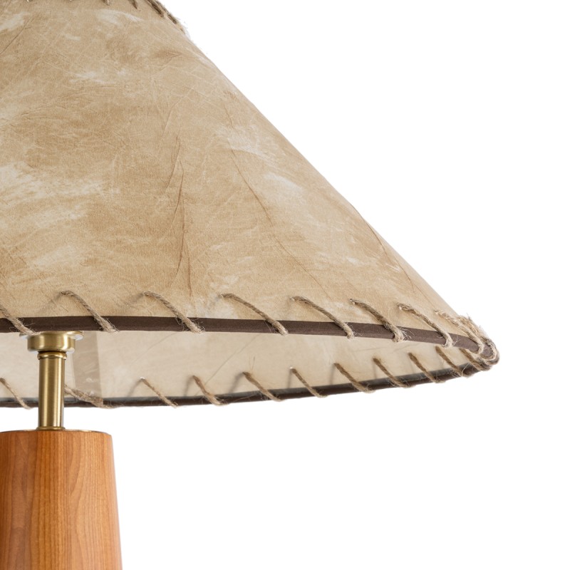 GloboStar® MASPALOMAS 02292 Boho Επιδαπέδιο Φωτιστικό Μονόφωτο 1 x E27 IP20 Καφέ Ξύλο με Μπεζ Ύφασμα - Μ55 x Π55 x Υ145cm