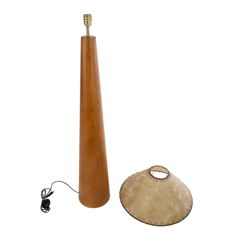 GloboStar® MASPALOMAS 02292 Boho Επιδαπέδιο Φωτιστικό Μονόφωτο 1 x E27 IP20 Καφέ Ξύλο με Μπεζ Ύφασμα - Μ55 x Π55 x Υ145cm