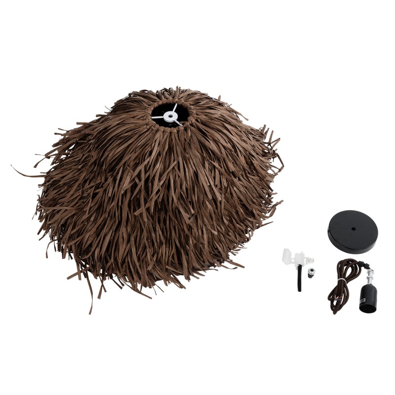 GloboStar® GUADELOUPE 02293 Boho Κρεμαστό Φωτιστικό Πλέγμα Μονόφωτο 1 x E27 IP20 Καφέ Ράφια - Μ50 x Π50 x Υ40cm