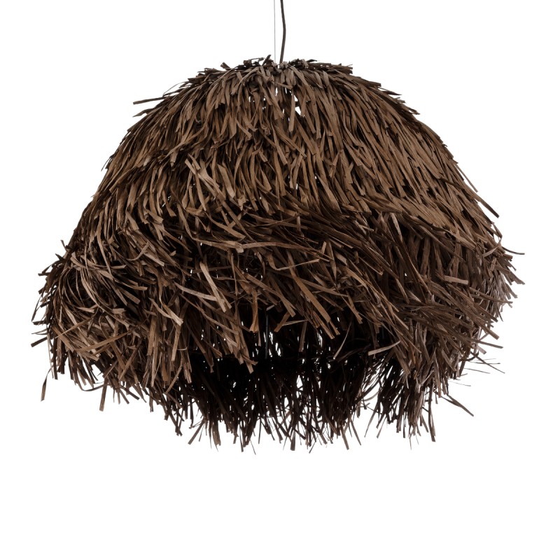 GloboStar® GUADELOUPE 02294 Boho Κρεμαστό Φωτιστικό Πλέγμα Μονόφωτο 1 x E27 IP20 Καφέ Ράφια - Μ80 x Π80 x Υ60cm