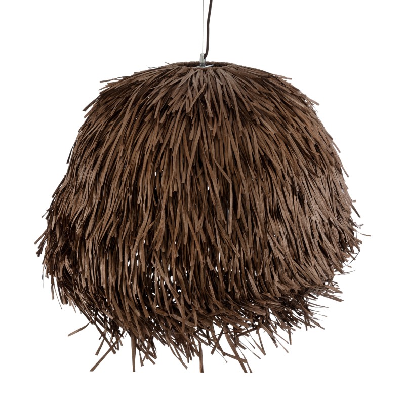 GloboStar® GUADELOUPE 02294 Boho Κρεμαστό Φωτιστικό Πλέγμα Μονόφωτο 1 x E27 IP20 Καφέ Ράφια - Μ80 x Π80 x Υ60cm