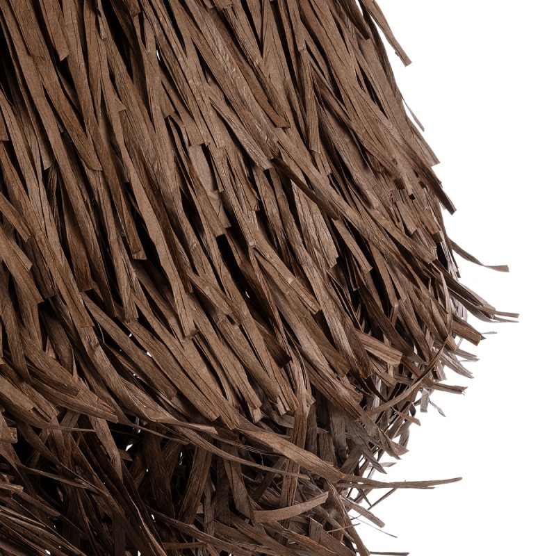 GloboStar® GUADELOUPE 02294 Boho Κρεμαστό Φωτιστικό Πλέγμα Μονόφωτο 1 x E27 IP20 Καφέ Ράφια - Μ80 x Π80 x Υ60cm