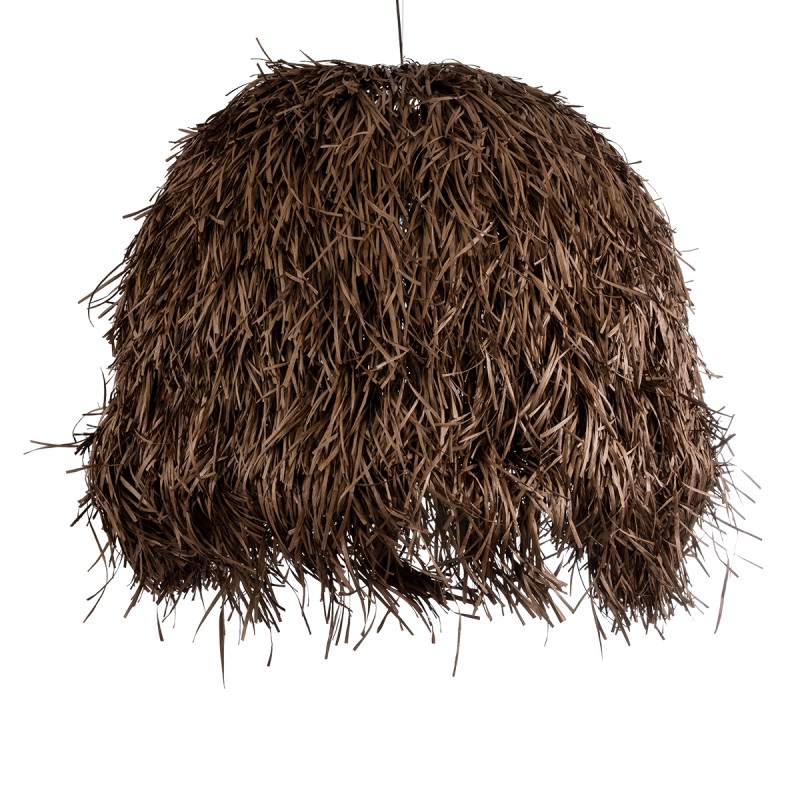 GloboStar® GUADELOUPE 02295 Boho Κρεμαστό Φωτιστικό Καμπάνα Μονόφωτο 1 x E27 IP20 Καφέ Ράφια - Μ120 x Π120 x Υ100cm