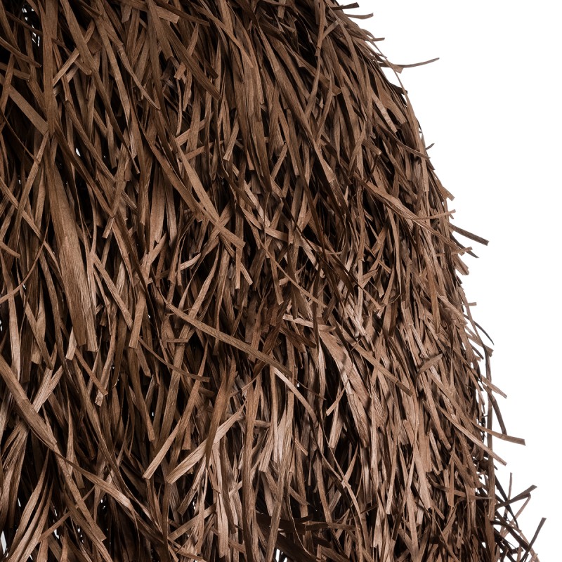 GloboStar® GUADELOUPE 02295 Boho Κρεμαστό Φωτιστικό Καμπάνα Μονόφωτο 1 x E27 IP20 Καφέ Ράφια - Μ120 x Π120 x Υ100cm