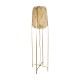 GloboStar® MEILANI 02301 Boho Επιδαπέδιο Φωτιστικό Μονόφωτο 1 x E27 IP20 Χρυσό Μέταλλο με Μπεζ Ξύλο - Μ40 x Π40 x Υ150cm