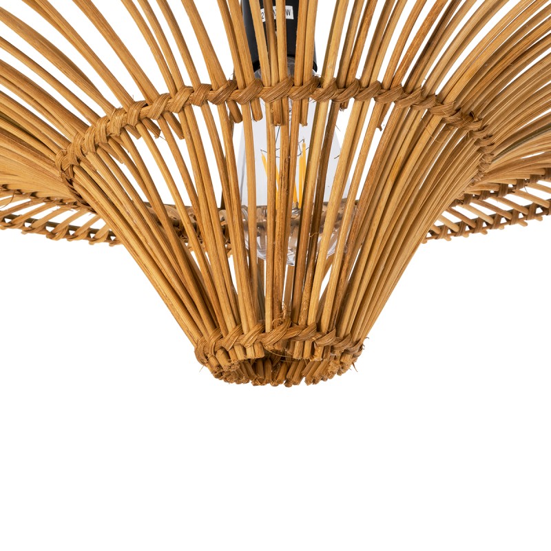 GloboStar® PALERMO 02308 Boho Φωτιστικό Οροφής Πλέγμα Μονόφωτο 1 x E27 IP20 Καφέ Ξύλο - Μ60 x Π60 x Υ36cm