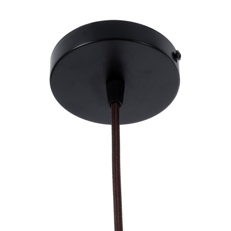 GloboStar® PALERMO 02310 Boho Κρεμαστό Φωτιστικό Πλέγμα Μονόφωτο 1 x E27 IP20 Καφέ Ξύλο - Μ60 x Π60 x Υ18cm