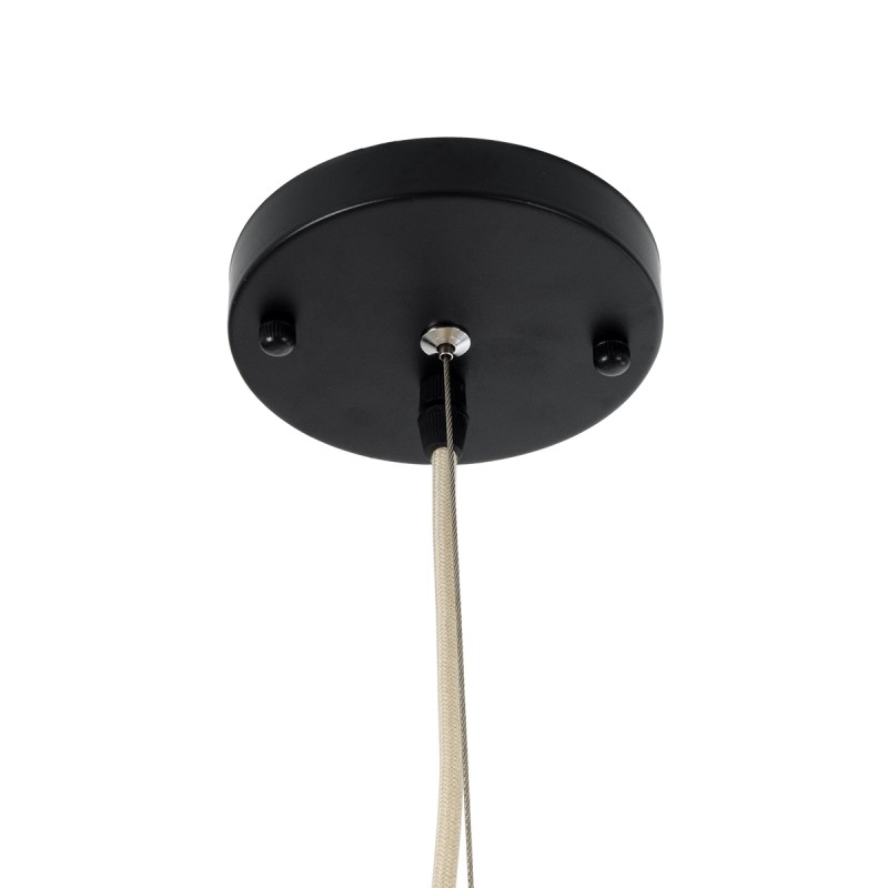 GloboStar® PALERMO 02311 Boho Κρεμαστό Φωτιστικό Πλέγμα Μονόφωτο 1 x E27 IP20 Μπεζ Ξύλο - Μ160 x Π160 x Υ45cm