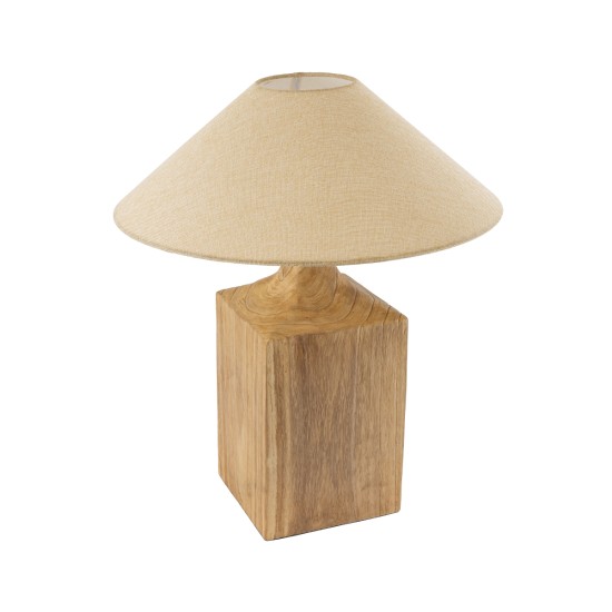 GloboStar® LAFRONTERA 02313 Boho Επιτραπέζιο Φωτιστικό Πορτατίφ Μονόφωτο 1 x E27 IP20 Μπεζ Ξύλο με Μπεζ Ύφασμα - Μ50 x Μ50 x Υ60cm GloboStar® LAFRONTERA 02313 Boho Επιτραπέζιο Φωτιστικό Μονόφωτο 1 x E27 AC220-240V IP20 - Φ50 x Υ60cm - Μπεζ Ξύλινο Καμπάνα