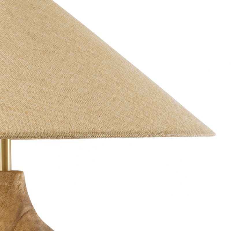 GloboStar® LAFRONTERA 02313 Boho Επιτραπέζιο Φωτιστικό Μονόφωτο 1 x E27 AC220-240V IP20 - Φ50 x Υ60cm - Μπεζ Ξύλινο Καμπάνα