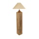 GloboStar® LAFRONTERA 02314 Boho Επιδαπέδιο Φωτιστικό Μονόφωτο 1 x E27 IP20 Καφέ Ξύλο με Μπεζ Ύφασμα - Μ55 x Π55 x Υ140cm