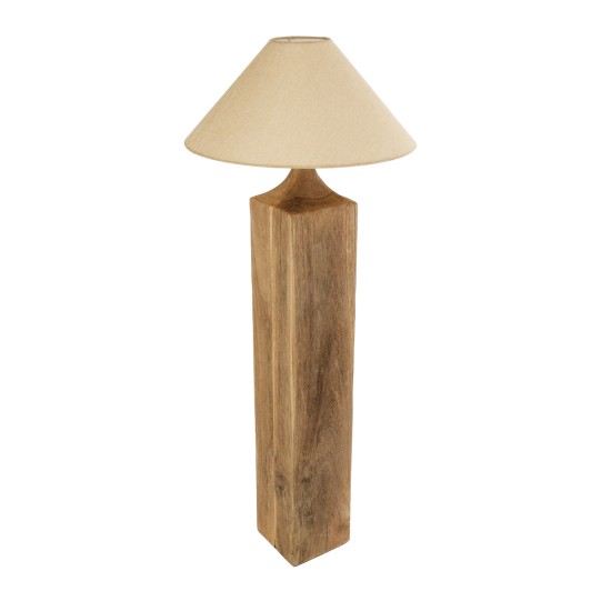 GloboStar® LAFRONTERA 02314 Boho Επιδαπέδιο Φωτιστικό Μονόφωτο 1 x E27 IP20 Καφέ Ξύλο με Μπεζ Ύφασμα - Μ55 x Π55 x Υ140cm