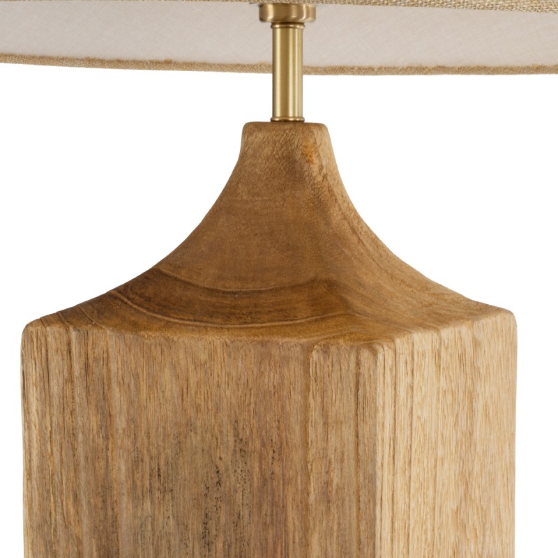 GloboStar® LAFRONTERA 02314 Boho Επιδαπέδιο Φωτιστικό Μονόφωτο 1 x E27 IP20 Καφέ Ξύλο με Μπεζ Ύφασμα - Μ55 x Π55 x Υ140cm