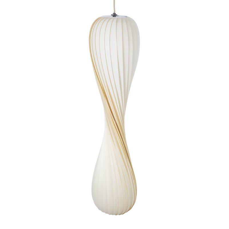 GloboStar® PRAIA 02316 Μοντέρνο Κρεμαστό Φωτιστικό Πλέγμα Δίφωτο 2 x E27 IP20 Μπεζ & Λευκό Ξύλο - Μ25 x Π25 x Υ112cm