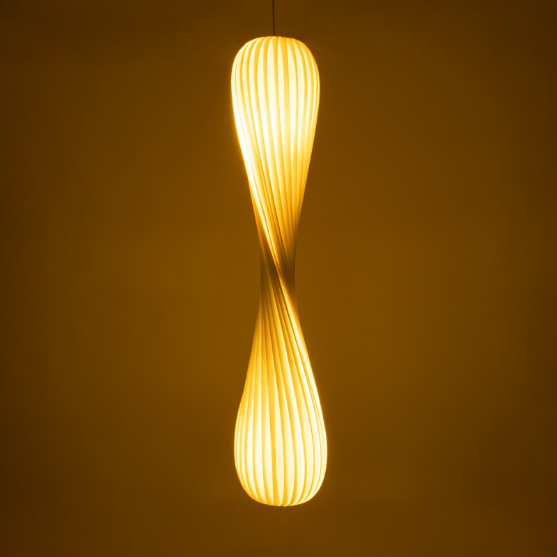 GloboStar® PRAIA 02317 Μοντέρνο Κρεμαστό Φωτιστικό Πλέγμα Δίφωτο 2 x E27 IP20 Μπεζ & Λευκό Ξύλο - Μ25 x Π25 x Υ145cm