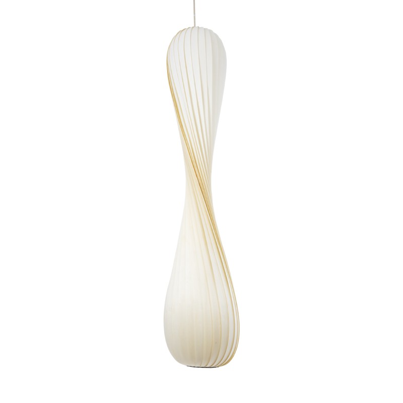 GloboStar® PRAIA 02317 Μοντέρνο Κρεμαστό Φωτιστικό Πλέγμα Δίφωτο 2 x E27 IP20 Μπεζ & Λευκό Ξύλο - Μ25 x Π25 x Υ145cm