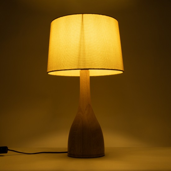 GloboStar® BERKBAY 02319 Boho Επιτραπέζιο Φωτιστικό Πορτατίφ Μονόφωτο 1 x E27 IP20 Μπεζ Ξύλο με Μπεζ Ύφασμα - Μ32 x Π32 x Υ55cm GloboStar® BERKBAY 02319 Boho Επιτραπέζιο Φωτιστικό Μονόφωτο 1 x E27 AC220-240V IP20 - Φ32 x Υ55cm - Μπεζ Ξύλινο με Μπεζ Υφασμάτινο Καπέλο