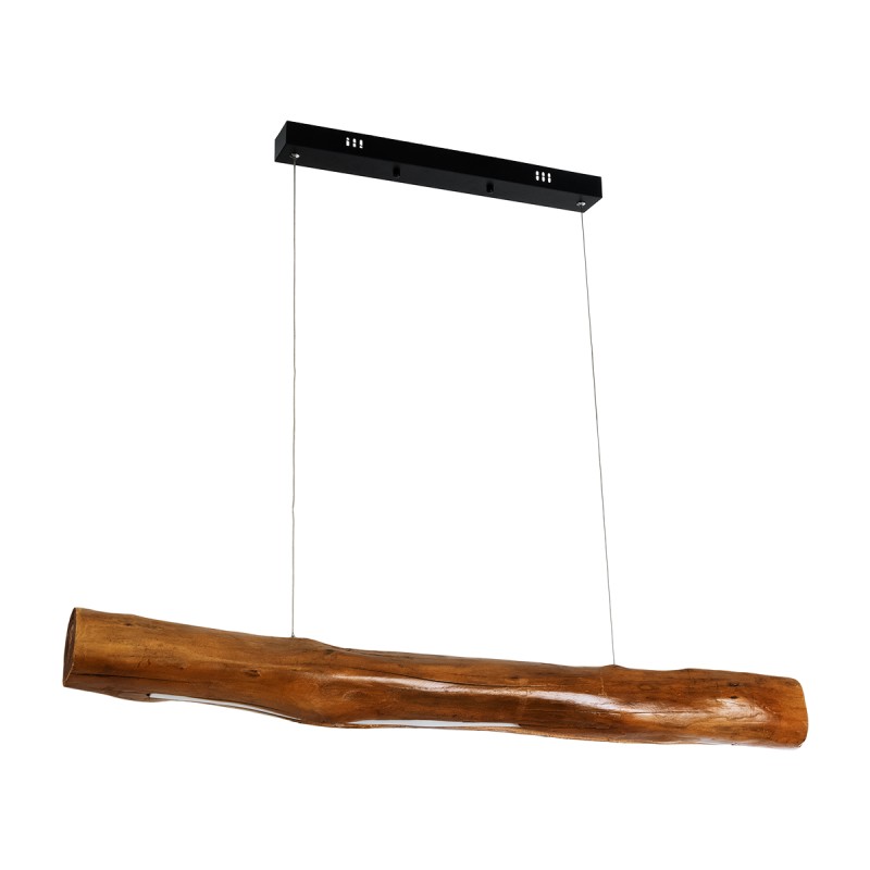 GloboStar® KATRINA 02320 Μοντέρνο Κρεμαστό Φωτιστικό Ανάρτηση LED 24W 1920lm 120° AC 220-240V IP20 Φυσικό Λευκό 4500K Καφέ Ξύλο - Μ10 x Π10 x Υ100cm - 2 Xρόνια Εγγύηση