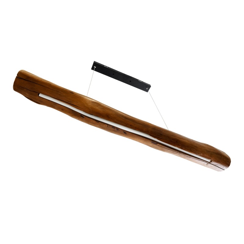 GloboStar® KATRINA 02320 Μοντέρνο Κρεμαστό Φωτιστικό Ανάρτηση LED 24W 1920lm 120° AC 220-240V IP20 Φυσικό Λευκό 4500K Καφέ Ξύλο - Μ10 x Π10 x Υ100cm - 2 Xρόνια Εγγύηση