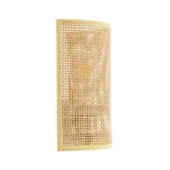 GloboStar® SAOTOME 02321 Boho Επιτοίχιο Φωτιστικό Απλίκα Μονόφωτο 1 x E27 IP20 Μπεζ Ξύλο - Μ20 x Π10 x Υ25cm