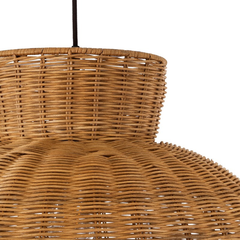 GloboStar® MALABO 02328 Boho Κρεμαστό Φωτιστικό Πλέγμα Μονόφωτο 1 x E27 IP20 Καφέ Ξύλο - Μ60 x Π60 x Υ31cm