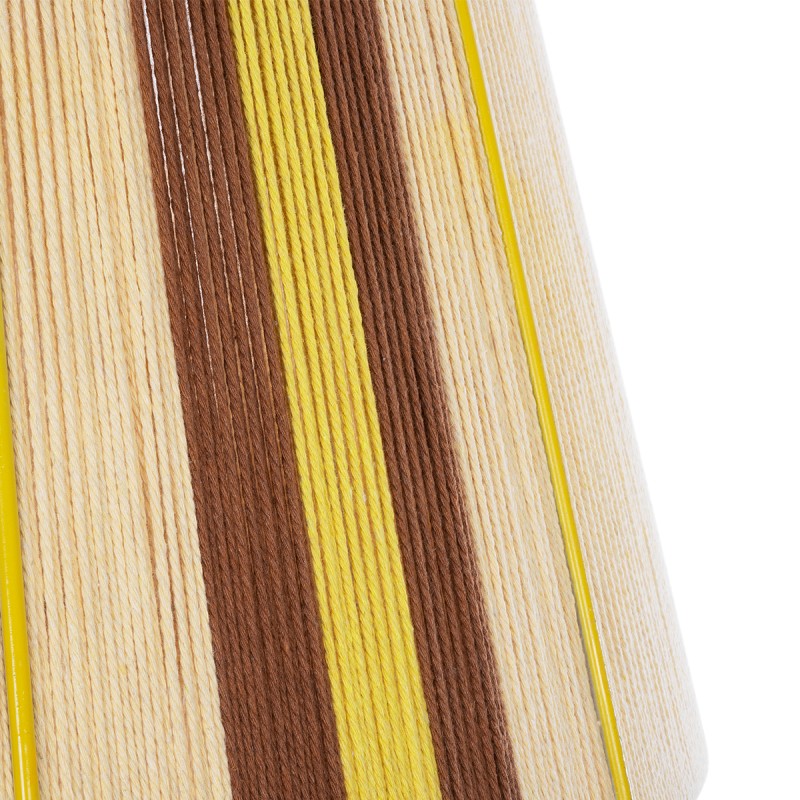 GloboStar® SALERNO 02334 Boho Κρεμαστό Φωτιστικό Πλέγμα Μονόφωτο 1 x E27 IP20 Μπεζ, Καφέ & Κίτρινο Νήμα - Μ50 x Π50 x Υ60cm