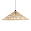 GloboStar® KAIA 02346 Boho Κρεμαστό Φωτιστικό Καμπάνα Μονόφωτο 1 x E27 IP20 Μπεζ Ξύλο - Μ60 x Π60 x Υ20cm