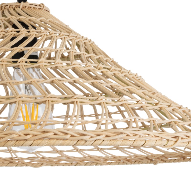 GloboStar® KAIA 02346 Boho Κρεμαστό Φωτιστικό Καμπάνα Μονόφωτο 1 x E27 IP20 Μπεζ Ξύλο - Μ60 x Π60 x Υ20cm