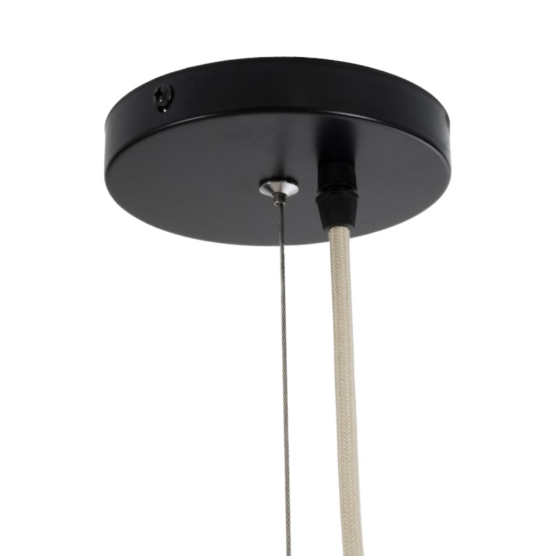 GloboStar® KAIA 02347 Boho Κρεμαστό Φωτιστικό Καμπάνα Μονόφωτο 1 x E27 IP20 Μπεζ Ξύλο - Μ80 x Π80 x Υ26cm