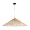 GloboStar® KAIA 02347 Boho Κρεμαστό Φωτιστικό Καμπάνα Μονόφωτο 1 x E27 IP20 Μπεζ Ξύλο - Μ80 x Π80 x Υ26cm