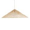 GloboStar® KAIA 02347 Boho Κρεμαστό Φωτιστικό Καμπάνα Μονόφωτο 1 x E27 IP20 Μπεζ Ξύλο - Μ80 x Π80 x Υ26cm