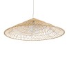 GloboStar® KAIA 02347 Boho Κρεμαστό Φωτιστικό Καμπάνα Μονόφωτο 1 x E27 IP20 Μπεζ Ξύλο - Μ80 x Π80 x Υ26cm