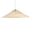 GloboStar® KAIA 02348 Boho Κρεμαστό Φωτιστικό Καμπάνα Μονόφωτο 1 x E27 IP20 Μπεζ Ξύλο - Μ100 x Π100 x Υ30cm
