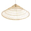 GloboStar® KAIA 02348 Boho Κρεμαστό Φωτιστικό Καμπάνα Μονόφωτο 1 x E27 IP20 Μπεζ Ξύλο - Μ100 x Π100 x Υ30cm