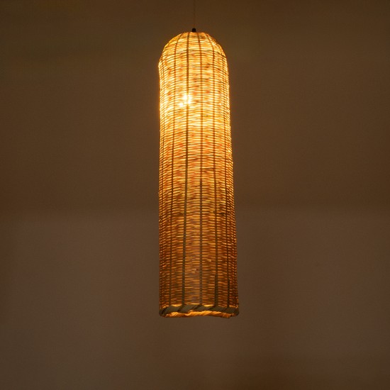 GloboStar® WAIKIKI 02349 Boho Κρεμαστό Φωτιστικό Πλέγμα Μονόφωτο 1 x E27 IP20 Μπεζ Ξύλο - Μ20 x Π20 x Υ80cm GloboStar® WAIKIKI 02349 Boho Κρεμαστό Φωτιστικό Πλέγμα Μονόφωτο 1 x E27 IP20 Μπεζ Ξύλο - Μ20 x Π20 x Υ80cm