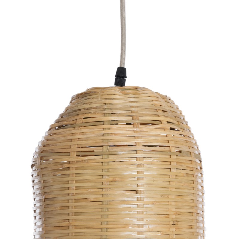 GloboStar® WAIKIKI 02349 Boho Κρεμαστό Φωτιστικό Πλέγμα Μονόφωτο 1 x E27 IP20 Μπεζ Ξύλο - Μ20 x Π20 x Υ80cm