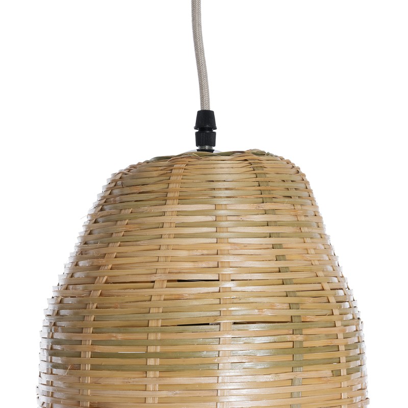 GloboStar® WAIKIKI 02350 Boho Κρεμαστό Φωτιστικό Πλέγμα Μονόφωτο 1 x E27 IP20 Μπεζ Ξύλο - Μ20 x Π20 x Υ80cm