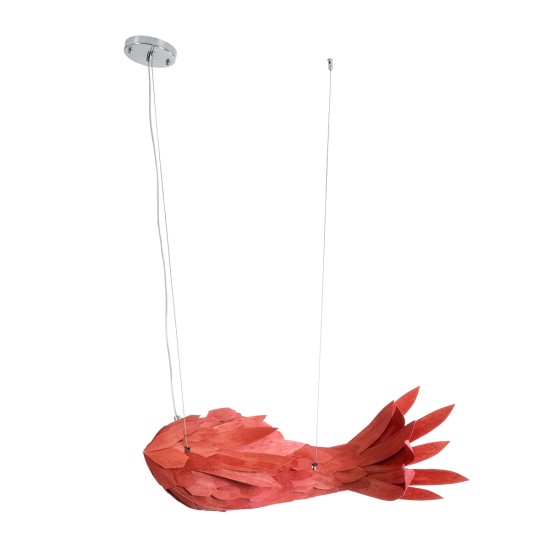 GLOBOSTAR® GOURAMI 02360 Μοντέρνο Κρεμαστό Φωτιστικό Οροφής με Ντουί 1 x E27 AC 220-240V IP20 - Κόκκινο - Μ70 x Π40 x Υ27cm