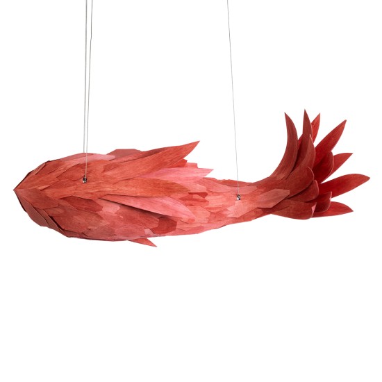 GLOBOSTAR® GOURAMI 02361 Μοντέρνο Κρεμαστό Φωτιστικό Οροφής με Ντουί 1 x E27 AC 220-240V IP20 - Κόκκινο - Μ100 x Π72 x Υ36cm