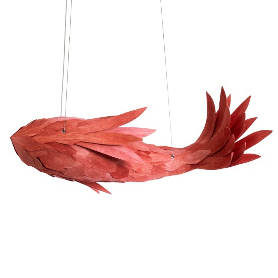 GLOBOSTAR® GOURAMI 02361 Μοντέρνο Κρεμαστό Φωτιστικό Οροφής με Ντουί 1 x E27 AC 220-240V IP20 - Κόκκινο - Μ100 x Π72 x Υ36cm