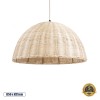 GloboStar® MONTANA 02378 Boho Κρεμαστό Φωτιστικό Καμπάνα Μονόφωτο 1 x E27 IP20 Μπεζ Ξύλο - Μ50 x Π50 x Υ25cm