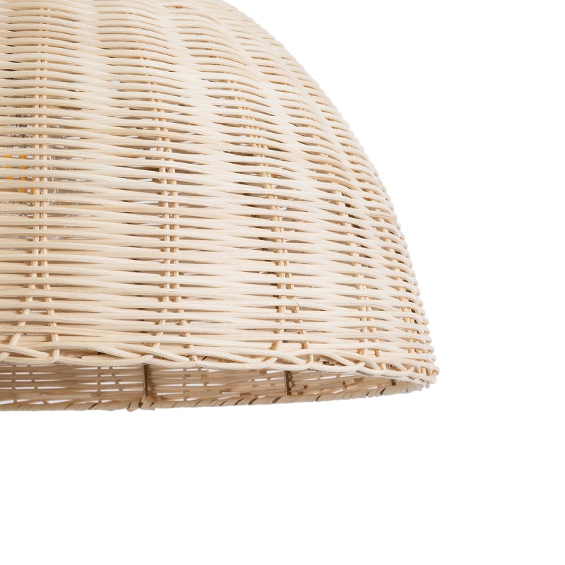 GloboStar® MONTANA 02378 Boho Κρεμαστό Φωτιστικό Καμπάνα Μονόφωτο 1 x E27 IP20 Μπεζ Ξύλο - Μ50 x Π50 x Υ25cm