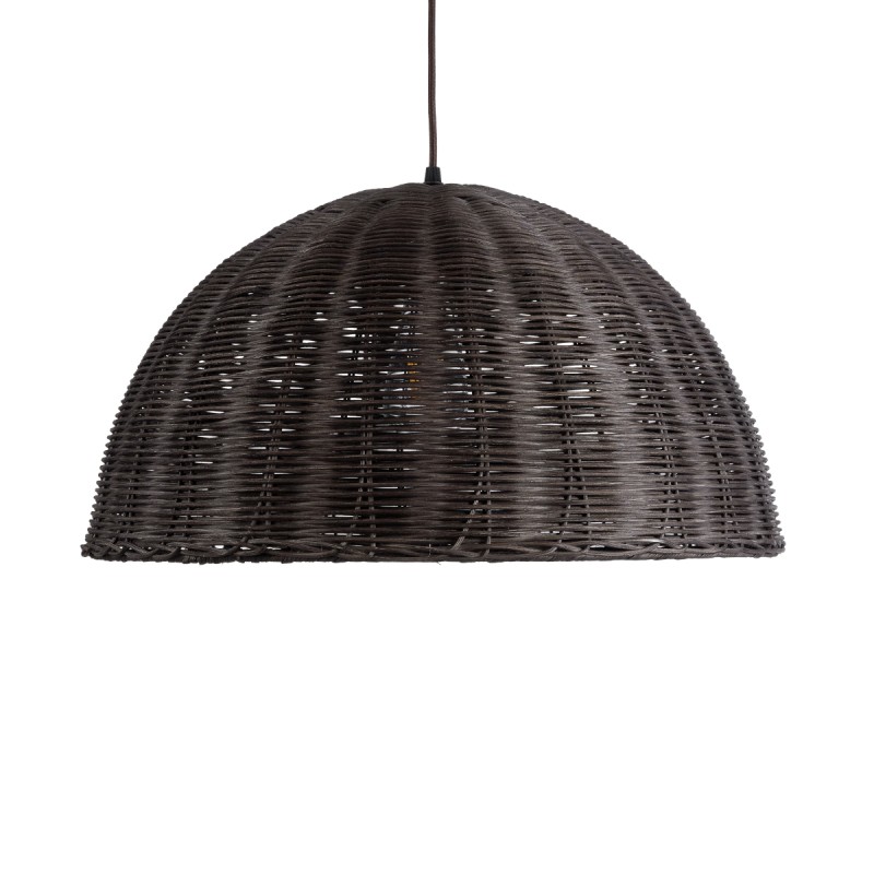 GloboStar® MONTANA 02381 Boho Κρεμαστό Φωτιστικό Καμπάνα Μονόφωτο 1 x E27 IP20 Καφέ Ξύλο - Μ50 x Π50 x Υ25cm